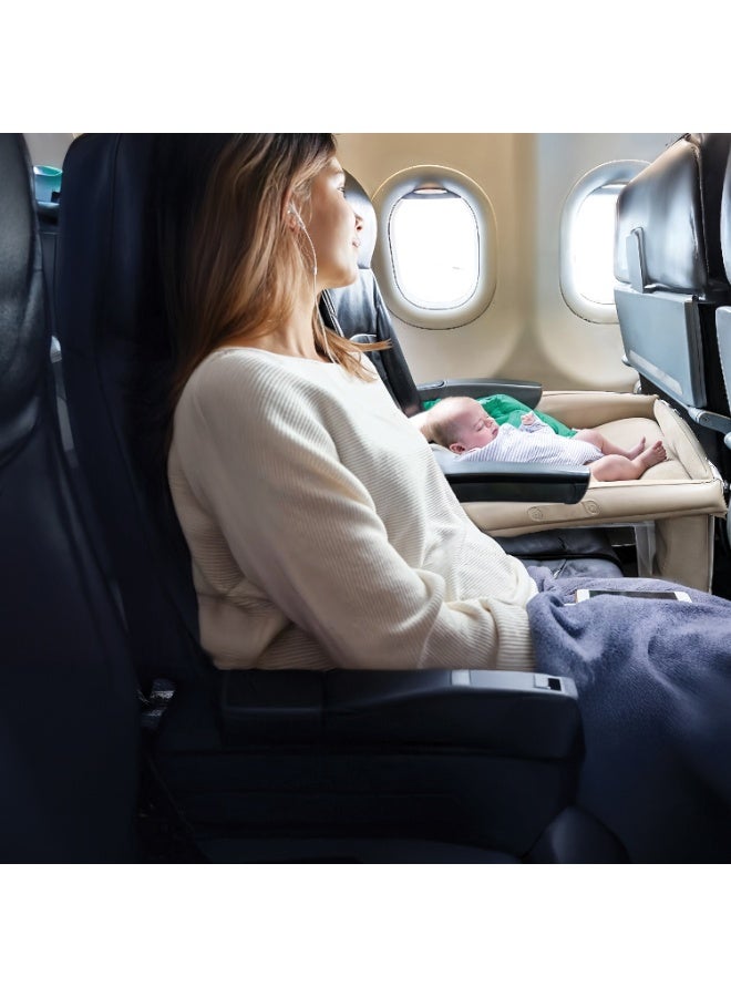 GREEN LION Inflatable Toddler Travel Bed / Portable Travel Crib with Built-in Pillow & Sidewalls / Air Pump, Adjustable Belt, and High Load Capacity / Travel Bed for Airplane & Car Use / Easy Inflation & Deflation - Beige - Image 2