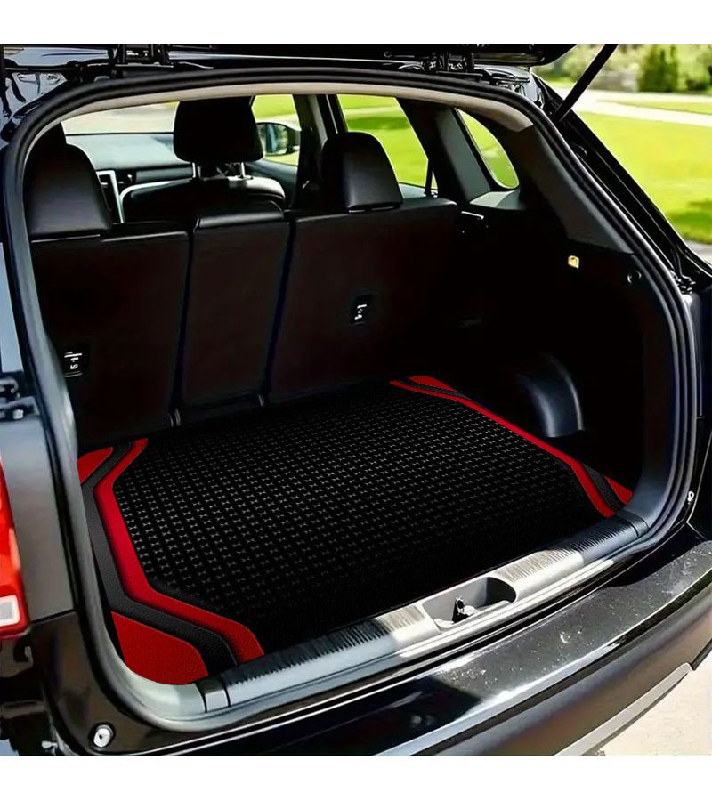 Red Black Intercalated Car Trunk Mat Universal Size Cargo Protection Tidy - Image 4