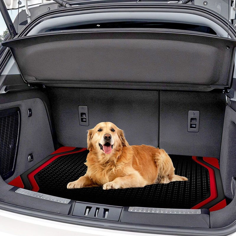 Red Black Intercalated Car Trunk Mat Universal Size Cargo Protection Tidy - Image 2