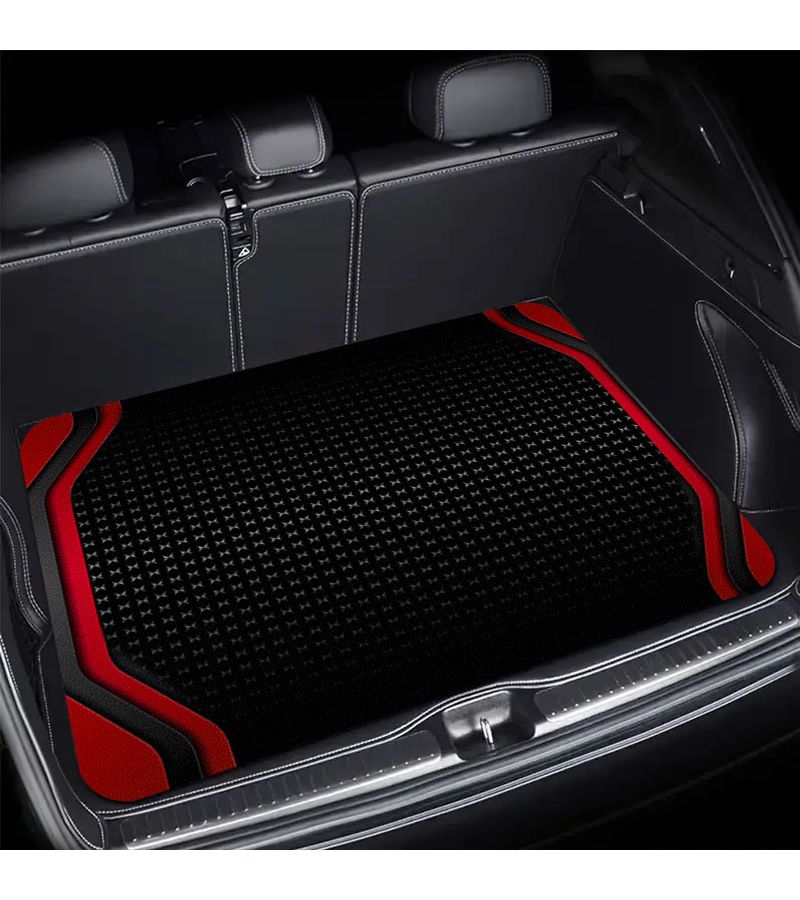 Red Black Intercalated Car Trunk Mat Universal Size Cargo Protection Tidy - Image 1