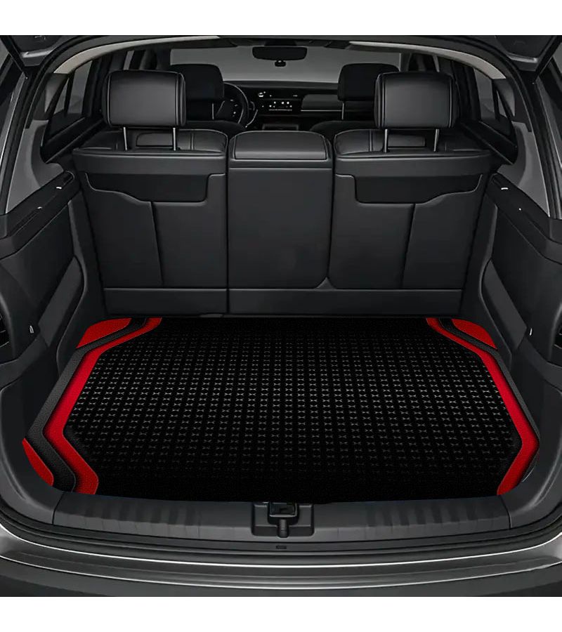 Red Black Intercalated Car Trunk Mat Universal Size Cargo Protection Tidy - Image 3
