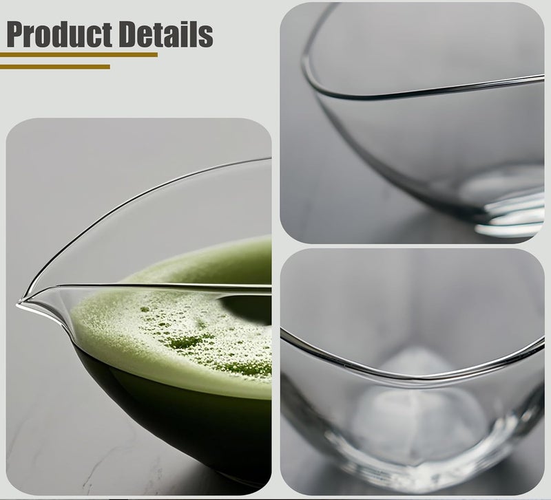 LamChyar Matcha Bowl with Spout, Lead-Free Glass Tea Bowl with Pour Spout 7 Oz, Japanese Style Chawan, Matcha Ceremony Accessories - Image 2