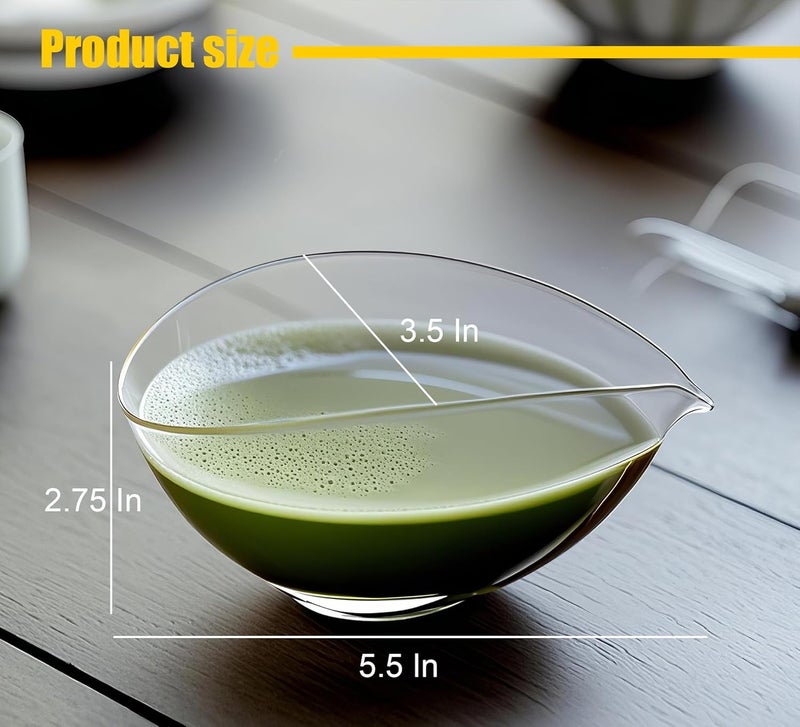 LamChyar Matcha Bowl with Spout, Lead-Free Glass Tea Bowl with Pour Spout 7 Oz, Japanese Style Chawan, Matcha Ceremony Accessories - Image 4