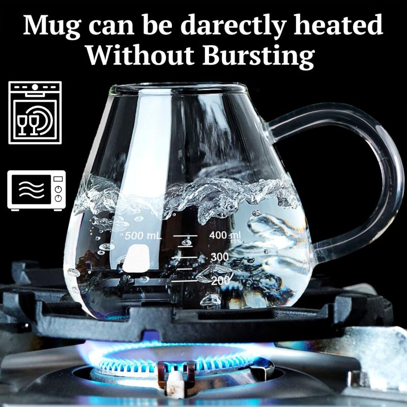 BMC Erlenmeyer Flask Mug - Beaker Coffee Mug with Measurements - Borosilicate Thick Durable Glass 16.9oz (500mL) Capacity - Great Gift for Anyone who Loves Science & Chemistry - Image 4