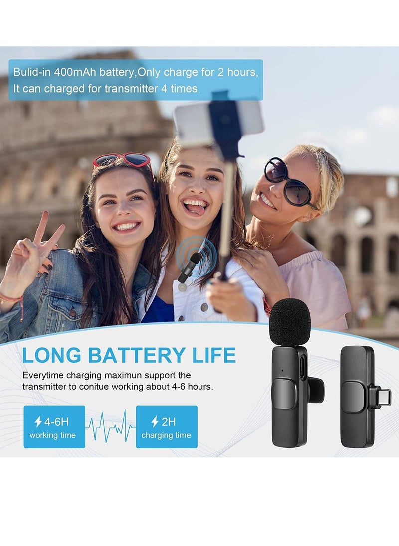 Generic - Wireless Lavalier Microphone for Type-C Phone, Plug-Play Wireless Mic with 2 Microphone for USB-C Android Phone Video Recording, Interview, Vlog - Image 1