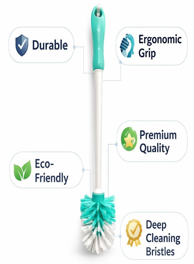 ARICO Toilet Cleaning Brush with Long Handle, Heavy Duty Bathroom Cleaner Brush, Durable Bristles, Deep Cleaning Toilet Bowl Brush with Ergonomic Grip Handle - Image 2