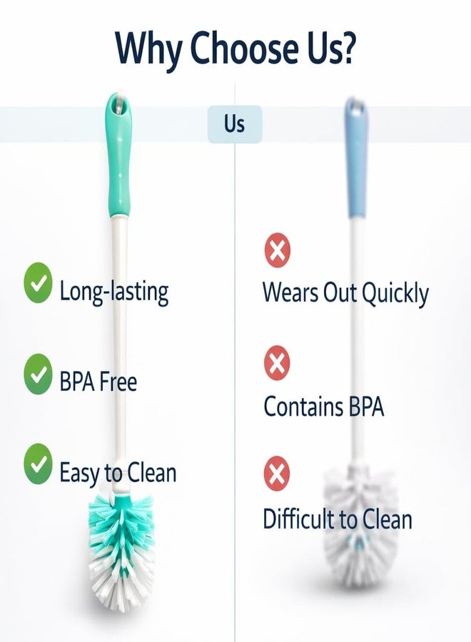 ARICO Toilet Cleaning Brush with Long Handle, Heavy Duty Bathroom Cleaner Brush, Durable Bristles, Deep Cleaning Toilet Bowl Brush with Ergonomic Grip Handle - Image 5