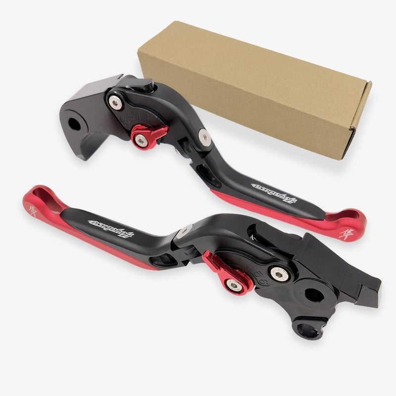 Replacement Brake and Clutch Levers for Suzuki GSX1300R Hayabusa 2021-2024 (Black/Red) - Image 1
