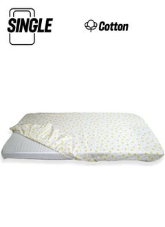 Bebek Özel Baby Special 100% Cotton Baby and Kids Elastic Bed Sheet White Background with Yellow Stars 100X160  - Image 1