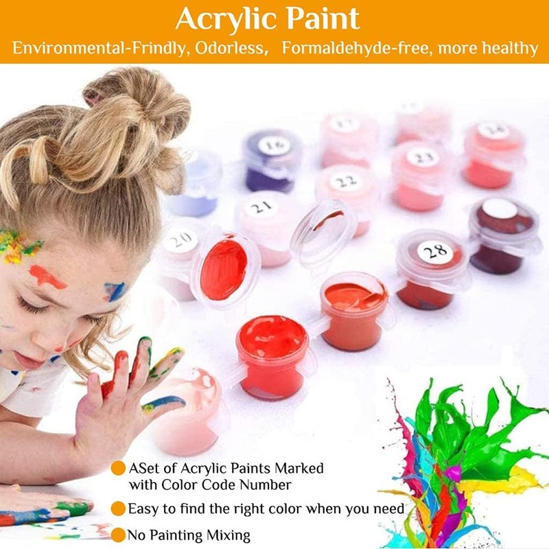 DIAMOND CRAFTZ Paint by Numbers for Adult Kits, DIY Canvas Oil Painting Kit for Kid Beginners with Paintbrushes Acrylic Pigment Drawing Paintwork, Multicolor - Image 4