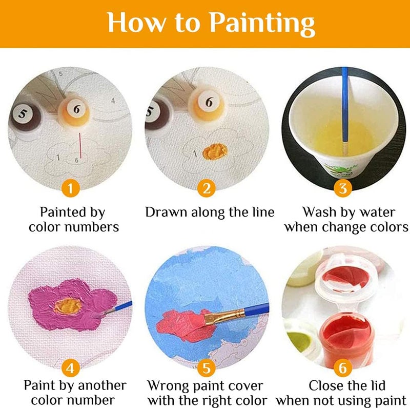 DIAMOND CRAFTZ Paint by Numbers for Adult Kits, DIY Canvas Oil Painting Kit for Kid Beginners with Paintbrushes Acrylic Pigment Drawing Paintwork, Multicolor - Image 3