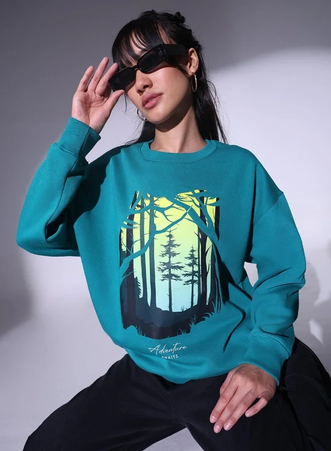 Hubberholme Green Sweatshirt For Women