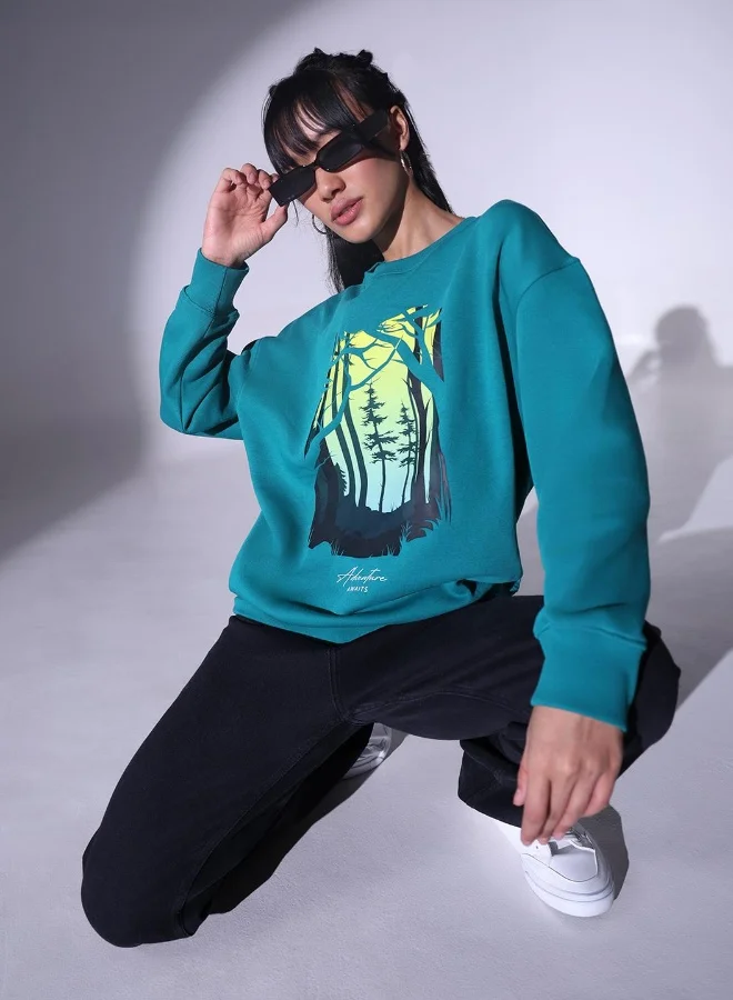 Hubberholme Green Sweatshirt For Women