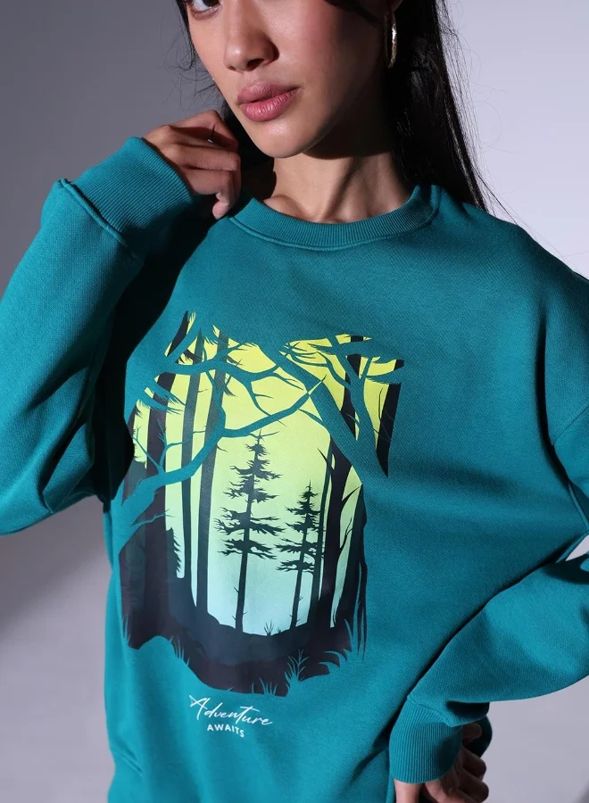 Hubberholme Green Sweatshirt For Women