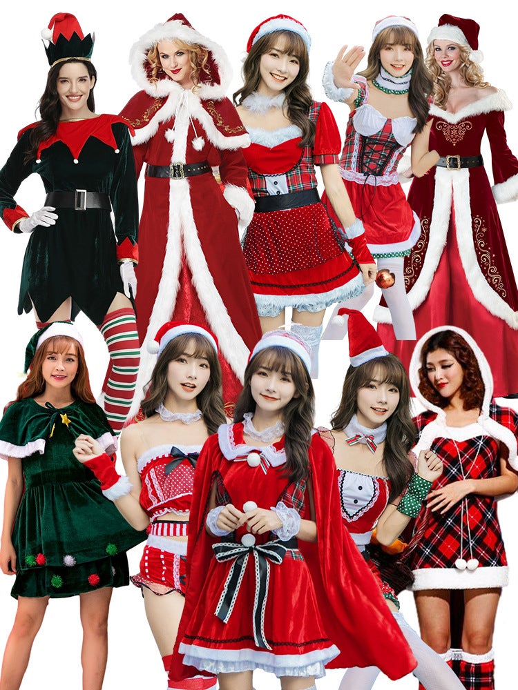 Christmas Clothes Christmas Clothing Christmas Cos Female Adult Annual Meeting Evening Dress Red Christmas Clothing - Image 2