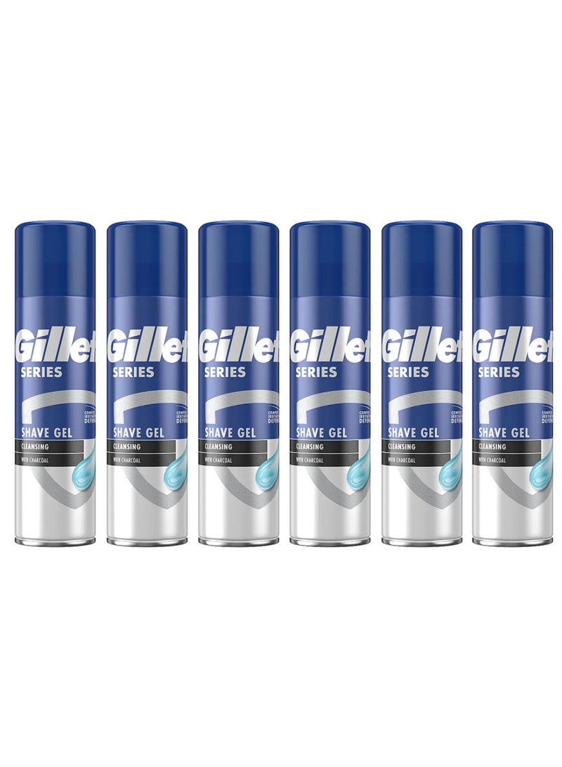 Gillette Series Shaving Gel with Charcoal Sensitive Skin 200ml (Pack of 6) - Image 1