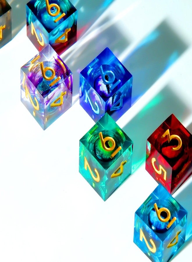 YEMEKO 1Pcs D6 DND Dice with Resin Sharp Edge D&D Dice, Random Color and Style 6 Sided Dice 16mm Handmade Polyhedral for DND Roleplaying Games - Image 5