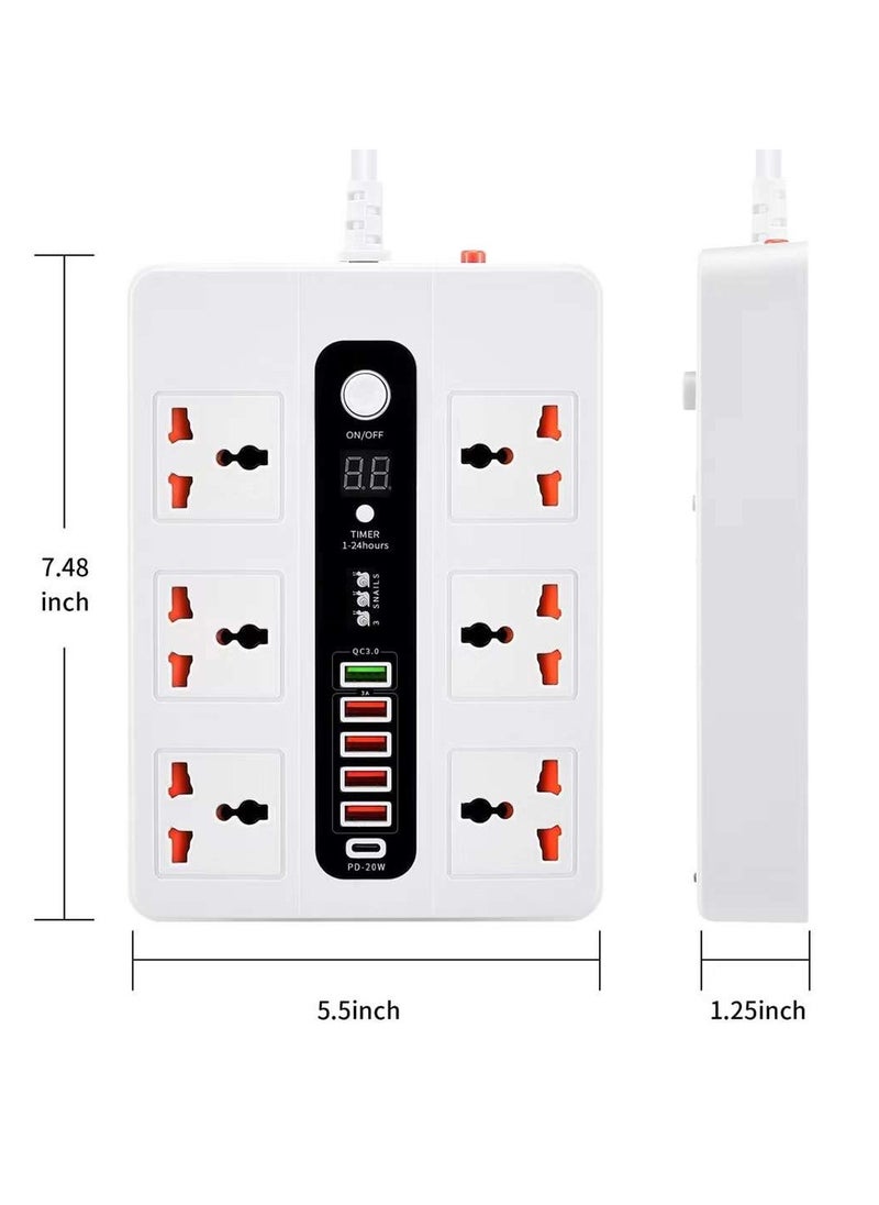 Pama BLK-11 Universal Extension Cord With 6 Universal Sockets, 5 USB ports,  1 PD Ports and 2 Meter Multicolour  - Image 3