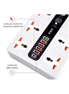 Pama BLK-11 Universal Extension Cord With 6 Universal Sockets, 5 USB ports,  1 PD Ports and 2 Meter Multicolour  - Image 5