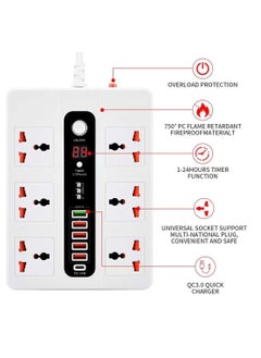 Pama BLK-11 Universal Extension Cord With 6 Universal Sockets, 5 USB ports,  1 PD Ports and 2 Meter Multicolour  - Image 4
