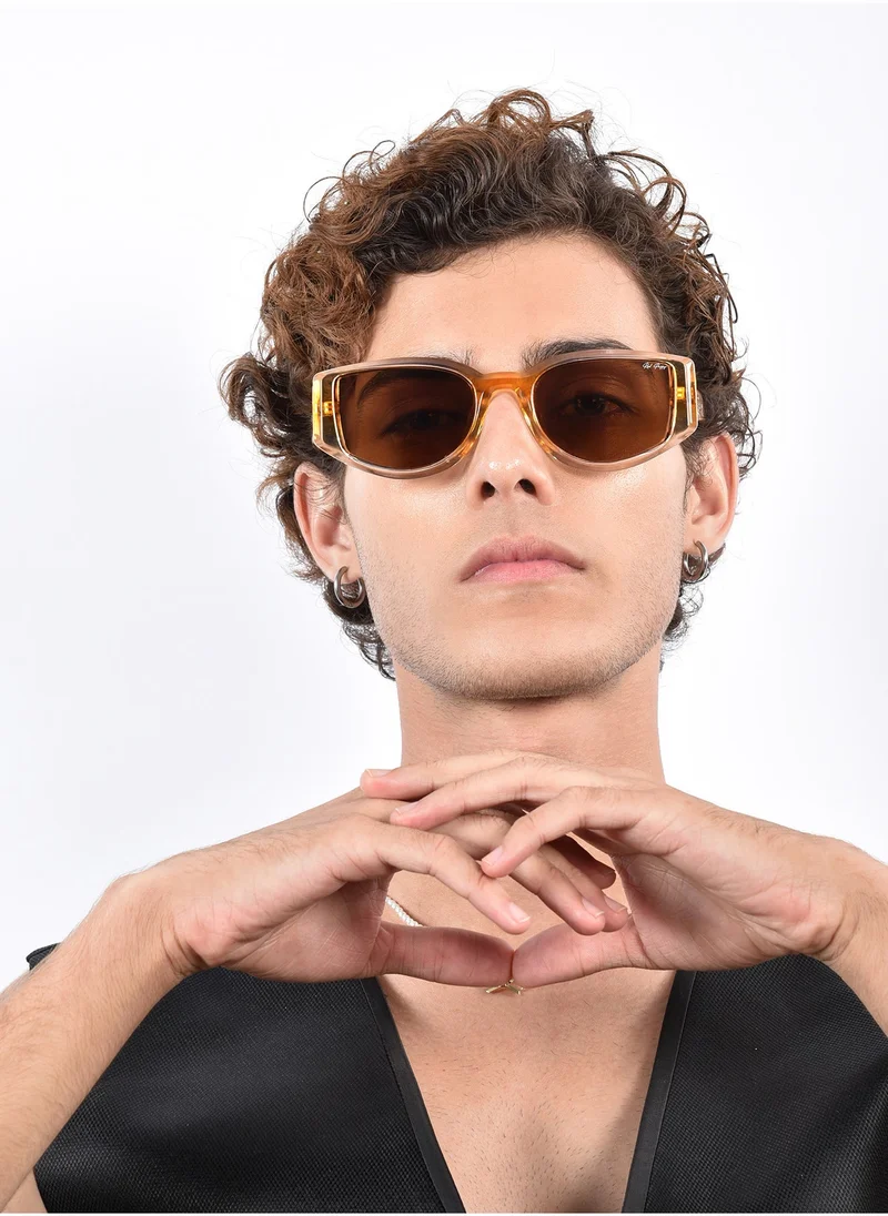 Woggles Red Pappy Alcove Brown Polarized Rectangle Sunglasses