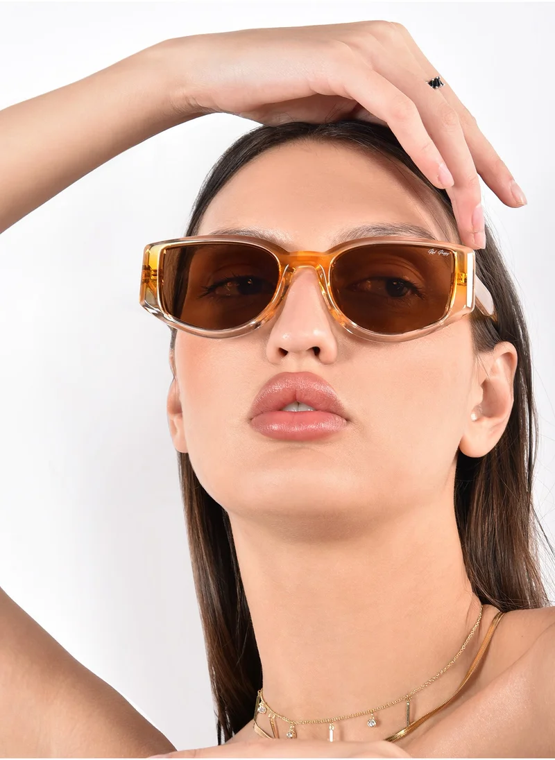 Woggles Red Pappy Alcove Brown Polarized Rectangle Sunglasses