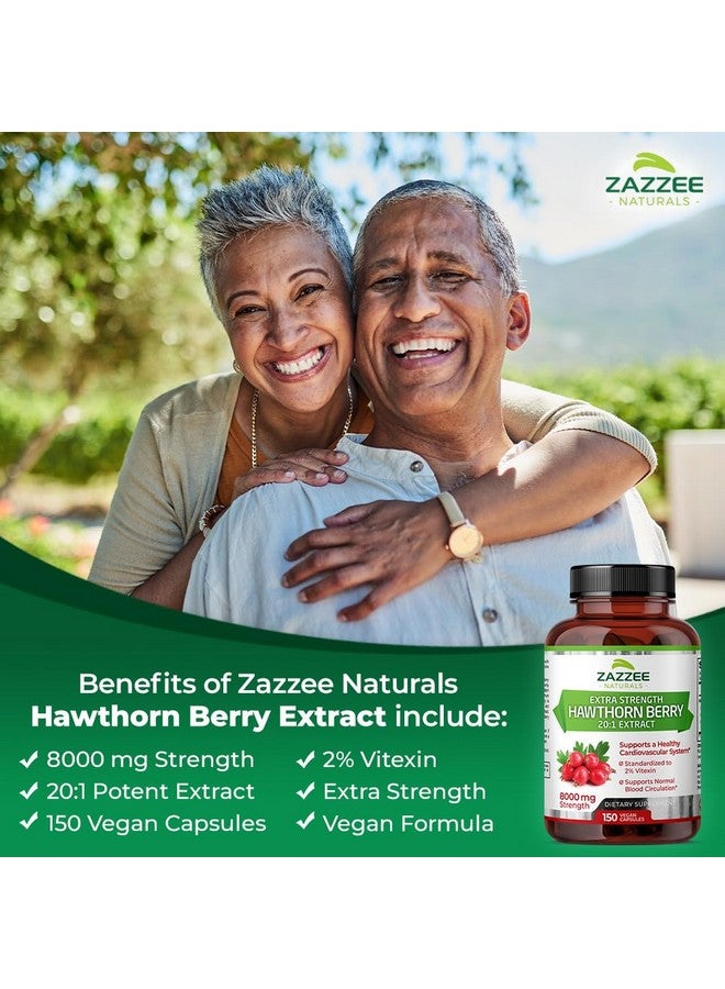 Zazzee Extra Strength Hawthorn Berry 20:1 Extract, 8000 mg Strength, 2% Vitexin, 150 Vegan Capsules, 5 Month Supply, Concentrated and Standardized Potent 20X Extract, Non-GMO and All-Natural - Image 2
