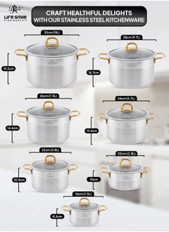 26cm (7.3 Liter) LIFE SMILE Cooking Pot with Lid 18/10 Pure Stainless Steel - Thick Induction Base Double Handle Stock Pot - Non-Toxic, 100% PFOA, PTFE & PFOS Free - Oven Safe Casserole - pzsku/Z4E52C953B06F2144055CZ/45/_/1728895124/8619cbe9-a2c4-4302-baa0-a8342f3fa166