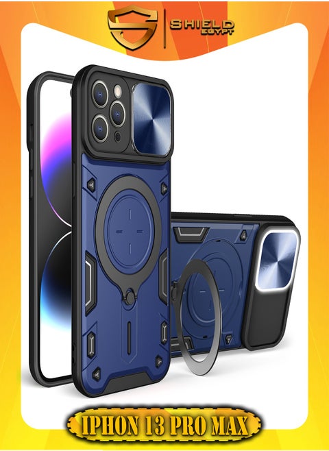 SHIELD EGYPT For iPhone 13 Pro Max Armored Camera Shield Cover Camera Lend Protection, Built-in 360° (Blue)