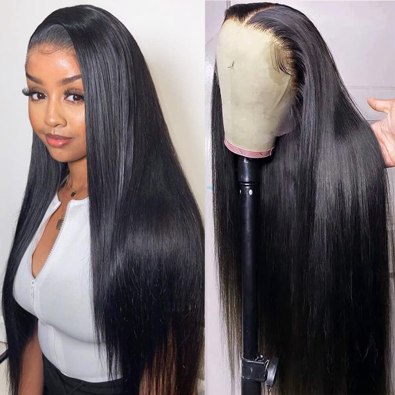 Subella 13x5 HD Lace Front Wigs Human Hair Pre Plucked Hairline with Baby Hair 220 Density 12A Transparent Straight Human Hair Wigs for Black Women 22inch
