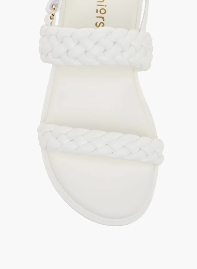 JUNIORS Girls Weave Detail Strap Sandals With Hook And Loop Closure