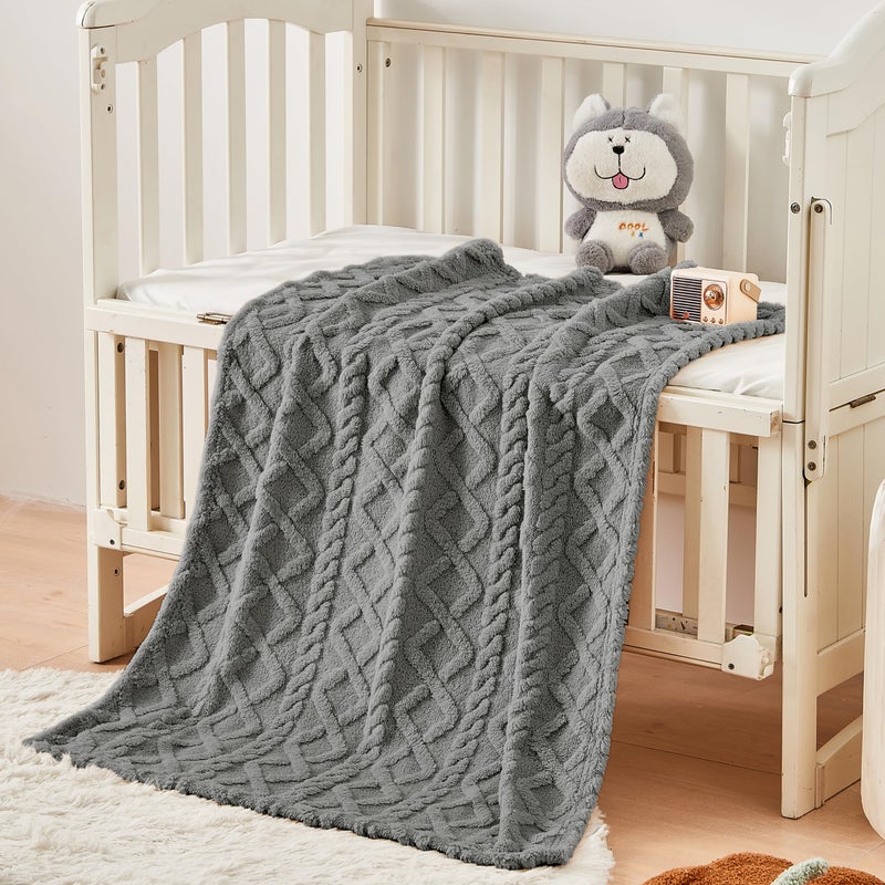Yurhap Sherpa Fleece Baby Blanket, Ultra Soft Fluffy Premium Baby Blankets for Boys Girls, Cozy Infant Toddler Newborn Receiving Blankets for Crib Stroller 30â€Ã—40â€ (Grey) - Image 4
