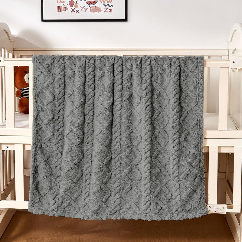 Yurhap Sherpa Fleece Baby Blanket, Ultra Soft Fluffy Premium Baby Blankets for Boys Girls, Cozy Infant Toddler Newborn Receiving Blankets for Crib Stroller 30â€Ã—40â€ (Grey) - Image 3