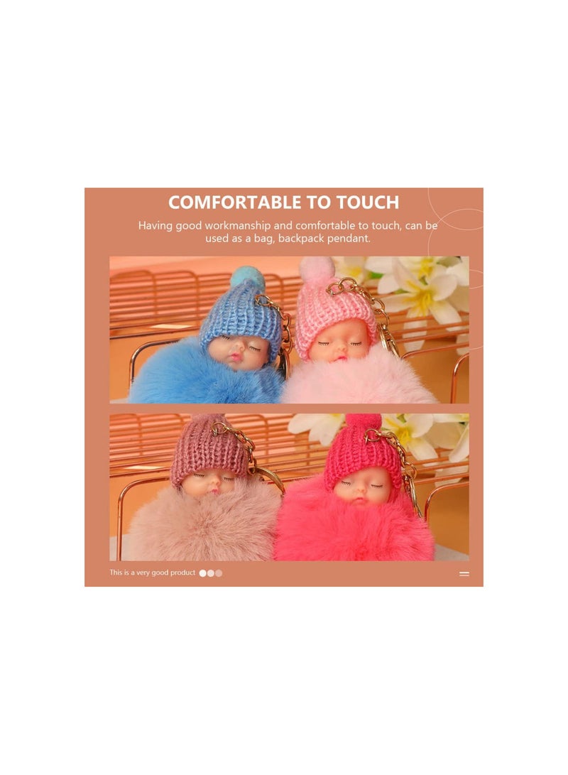 GGOOT 3pcs Pom Pom Keychains Cute Doll Plush Faux Fur Keychain Pendants Soft Pom Pom Car Handbag Keyring Doll Charms Pendant for Women Kids Bag Accessory Random Color - Image 3