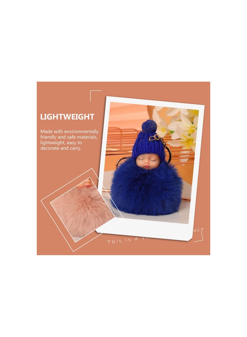GGOOT 3pcs Pom Pom Keychains Cute Doll Plush Faux Fur Keychain Pendants Soft Pom Pom Car Handbag Keyring Doll Charms Pendant for Women Kids Bag Accessory Random Color - Image 4