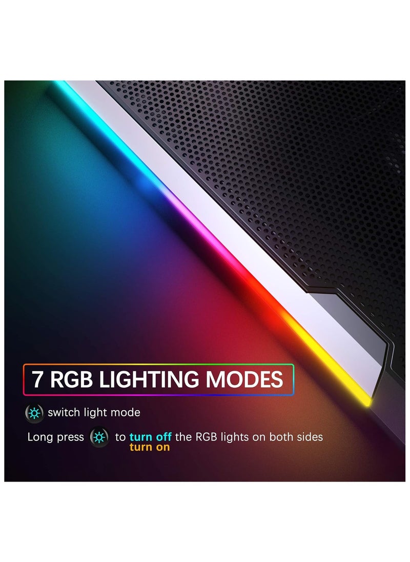 TopMate - TopMate C11 RGB Laptop Cooling Pad | With 6 Quiet Fans | Adjustable Height | Phone Holder | Blue LED | For 15.6-17.3 Inch Laptops - Image 1