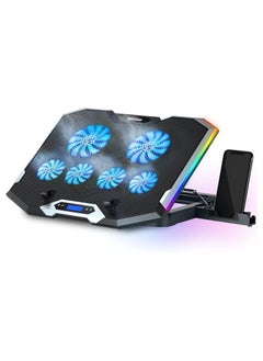 TopMate C11 RGB Laptop Cooling Pad | With 6 Quiet Fans | Adjustable Height | Phone Holder | Blue LED | For 15.6-17.3 Inch Laptops