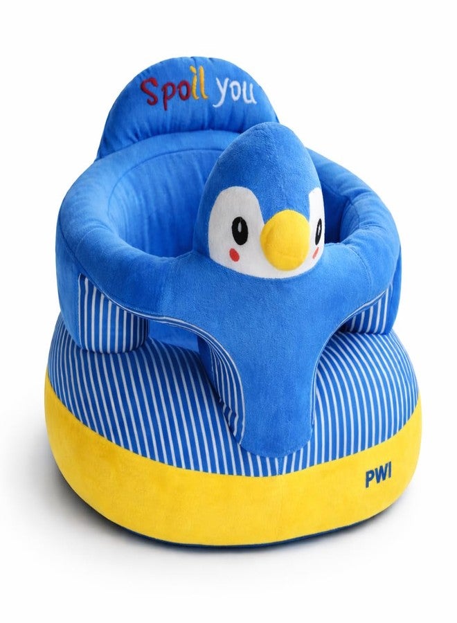 PWI Plush Baby Sitter with Backrest & Cartoon Support | Soft & Safe Seat for 0–18 Months | Blue, Lightweight & Portable - Image 2