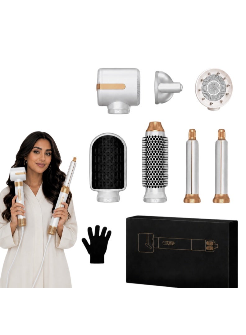 UKLISS 7-in-1 Ionic Ceramic Hair Dryer Brush, 1400W Salon Professional High-Speed Blow Dryer with 3 Heat & 3 Speed Settings, Fast Drying / Quick Styling, Multi Hair Styler for Curling, Volumizing & Straightening, for Women Gift - Image 1