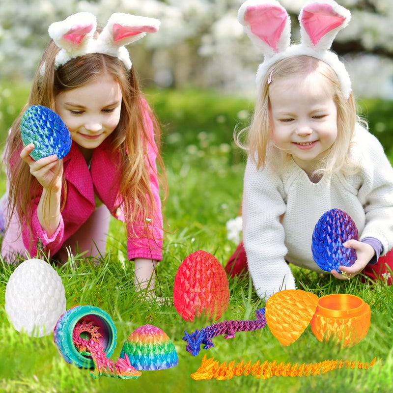 ONEVIVE Easter Basket Stuffers 3D Printed Dragon Egg Toy (6 Pack) - Surprise Mystery Inside, Articulated Crystal Dragon, Fidget Sensory Toy for Kids Birthday Surprise Easter Egg Hunt Party Favors - Image 5
