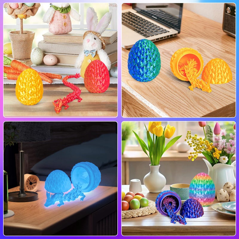 ONEVIVE Easter Basket Stuffers 3D Printed Dragon Egg Toy (6 Pack) - Surprise Mystery Inside, Articulated Crystal Dragon, Fidget Sensory Toy for Kids Birthday Surprise Easter Egg Hunt Party Favors - Image 3