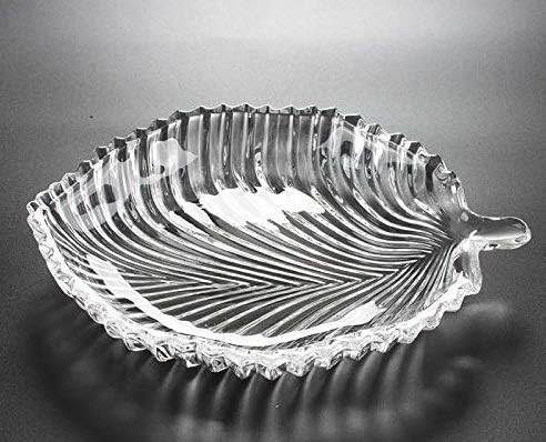 Celestick Celestick Leaf Shape Glass Tray Decorative Plate Dish for Dry Fruits, Snacks, Sweets, Chocolate Serving Plate for Dining Table Home Decoration - Image 3