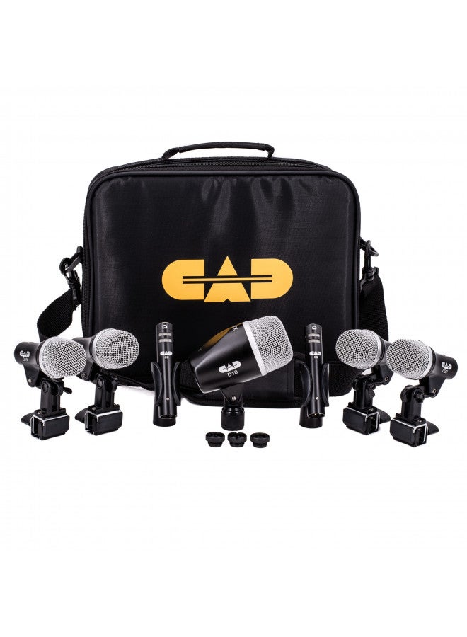 CAD AUDIO باقة ميكروفونات الطبول CAD Audio Stage7 المكونة من 7 قطع - تشمل ميكروفون الطبول، ميكروفون السناير، 3 ميكروفونات توم و 2 ميكروفون مكثف علوي، أسود - Image 1