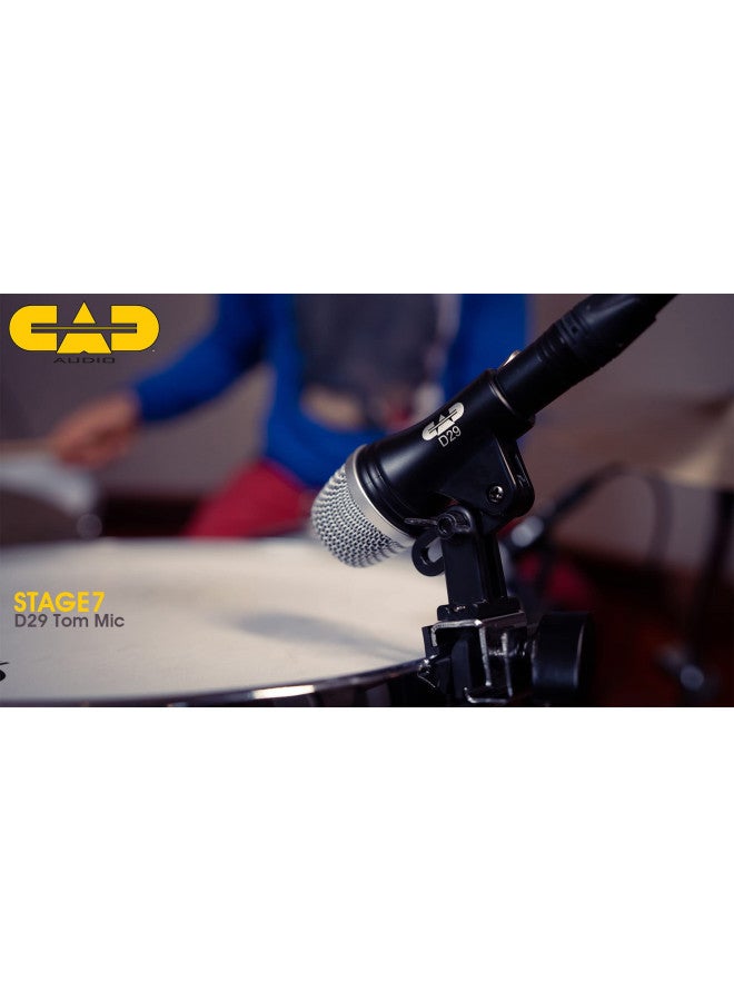 CAD AUDIO باقة ميكروفونات الطبول CAD Audio Stage7 المكونة من 7 قطع - تشمل ميكروفون الطبول، ميكروفون السناير، 3 ميكروفونات توم و 2 ميكروفون مكثف علوي، أسود - Image 4