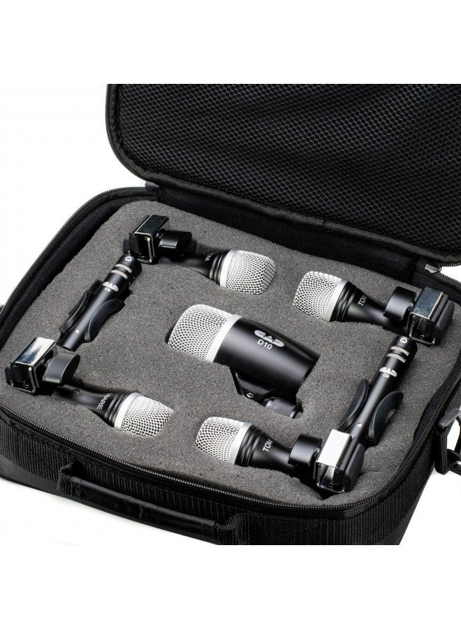 CAD AUDIO باقة ميكروفونات الطبول CAD Audio Stage7 المكونة من 7 قطع - تشمل ميكروفون الطبول، ميكروفون السناير، 3 ميكروفونات توم و 2 ميكروفون مكثف علوي، أسود - Image 5