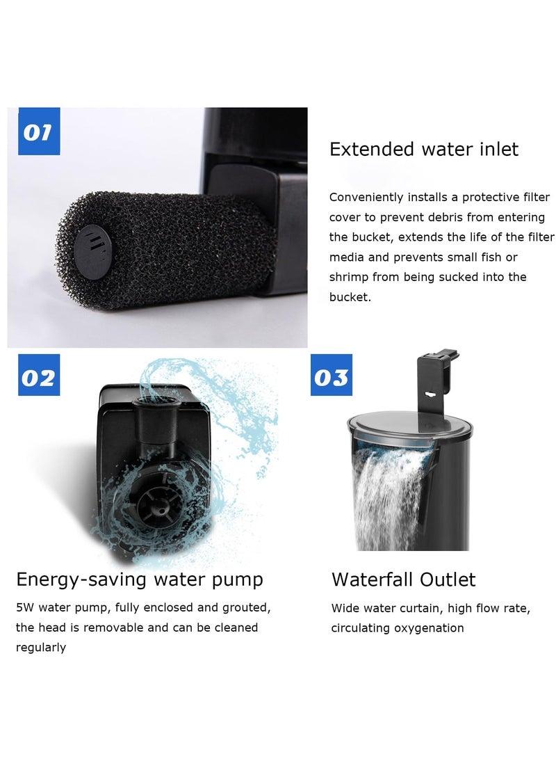 CMGTYYD. فلتر أحواض الأسماك، نظام مضخة غاطسة لأحواض الأسماك من 5 إلى 40 جالونًا، فلتر شلال فائق الهدوء لأحواض السلاحف. - Image 3