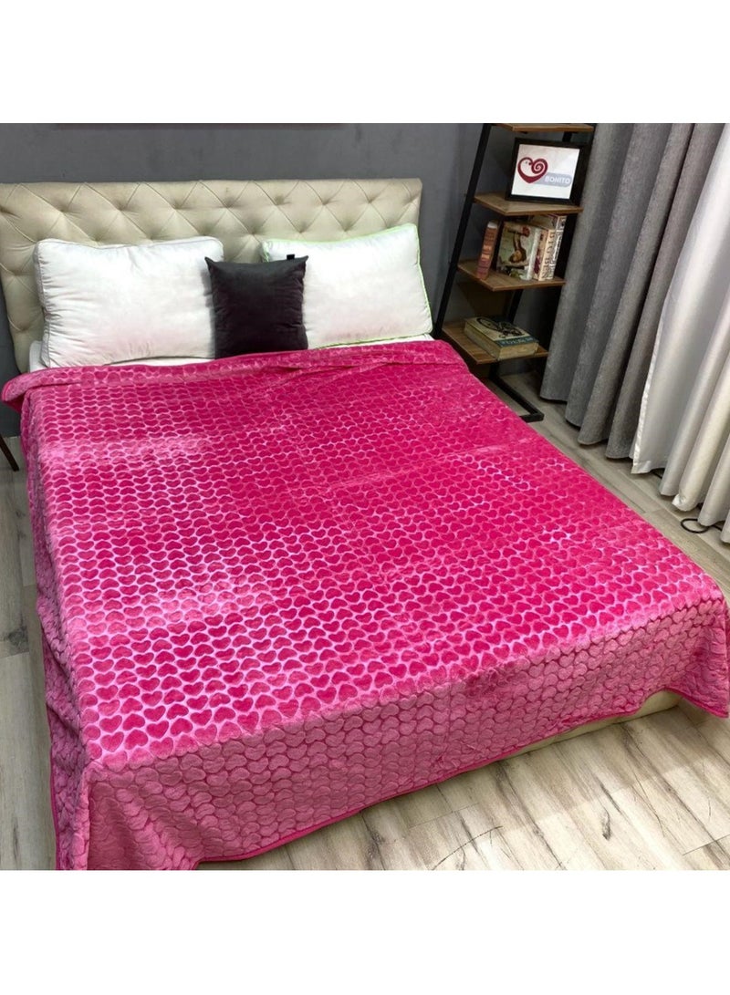 ZAAPPY 220x240cm Super Soft True Love 100 Percent Polyster Home Rest Micro Fleece Hotel Luxury Heart Design Flannel Blanket Lightweight King Size  Cozy Bed Blanket | Soft Comfy Throw Blankets | Winter essentials - Image 2