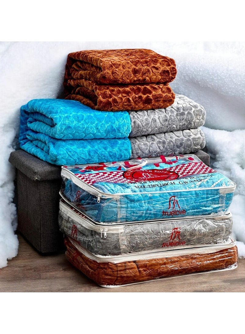 ZAAPPY 220x240cm Super Soft True Love 100 Percent Polyster Home Rest Micro Fleece Hotel Luxury Heart Design Flannel Blanket Lightweight King Size  Cozy Bed Blanket | Soft Comfy Throw Blankets | Winter essentials - Image 3