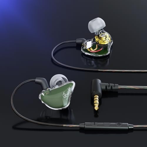 BASN Bmaster in Ear Monitor Headphones for Musicians, Hybrid Triple Drivers Dynamic Earbuds, Sound Isolating Earphones with 2 Detachable MMCX Cables (Olive) - Image 4