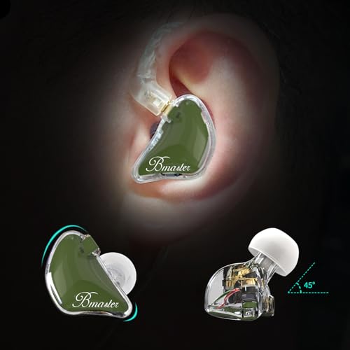 BASN Bmaster in Ear Monitor Headphones for Musicians, Hybrid Triple Drivers Dynamic Earbuds, Sound Isolating Earphones with 2 Detachable MMCX Cables (Olive) - Image 2